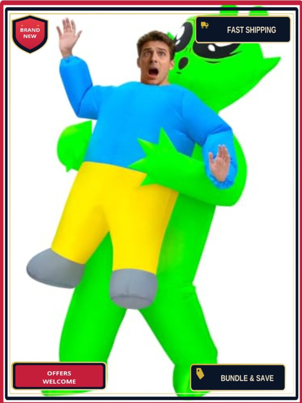 Inflatable Alien Abduction Costume Adult 60 Second Inflation One Size Unisex